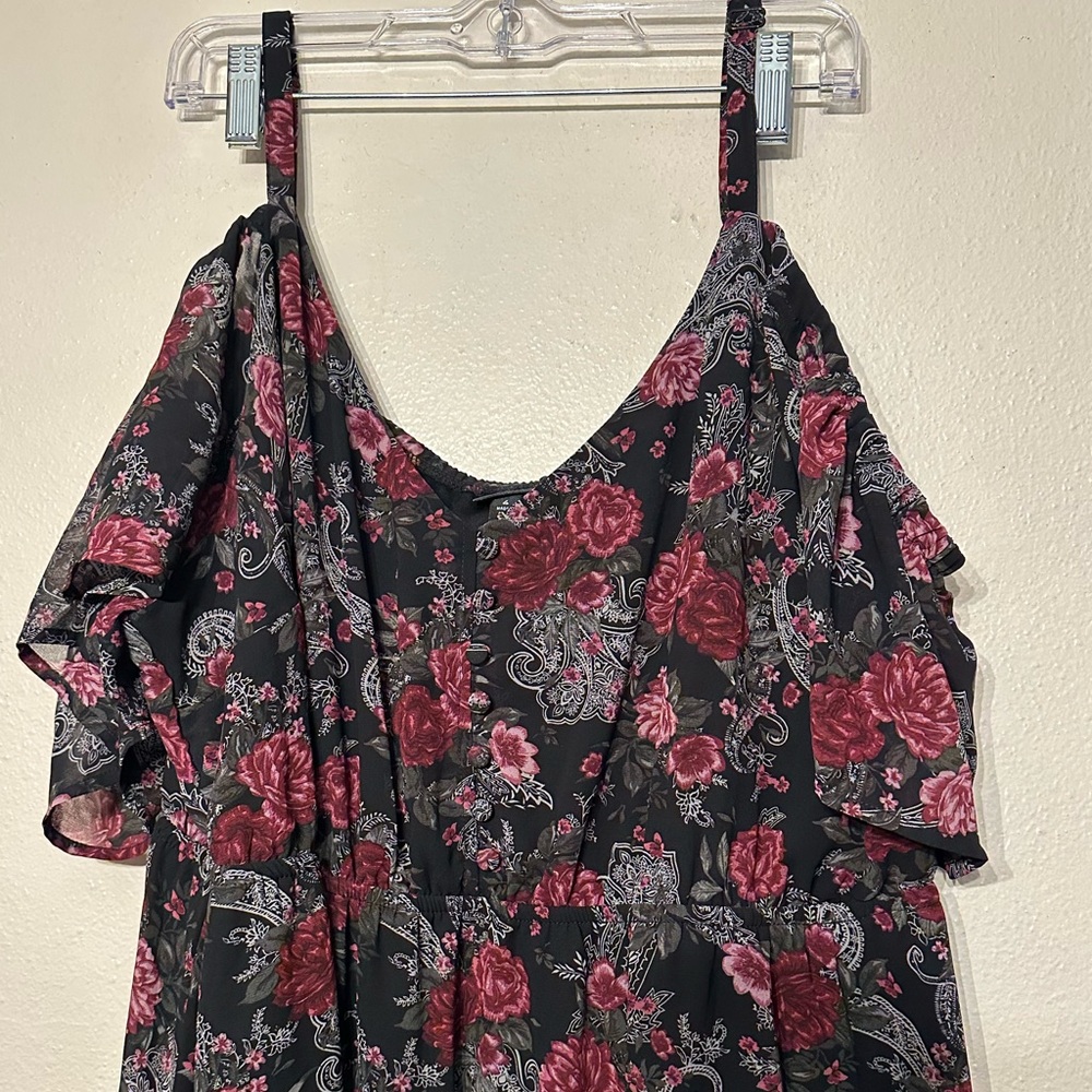 Torrid Floral Cold Shoulder Dress Black Paisley F… - image 2